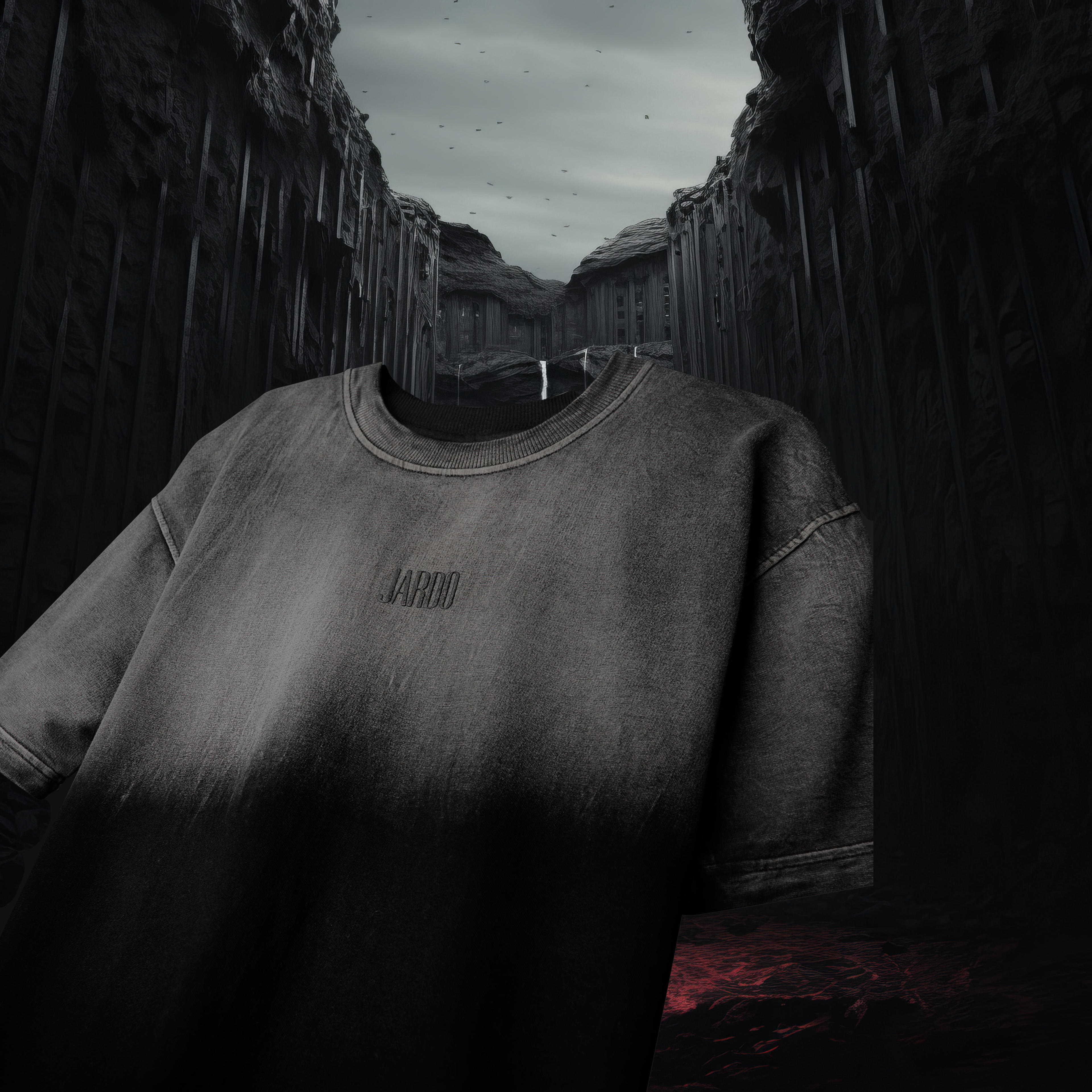 Jardo dark fantasy inspired streetwear t-shirt with bold graphic artwork